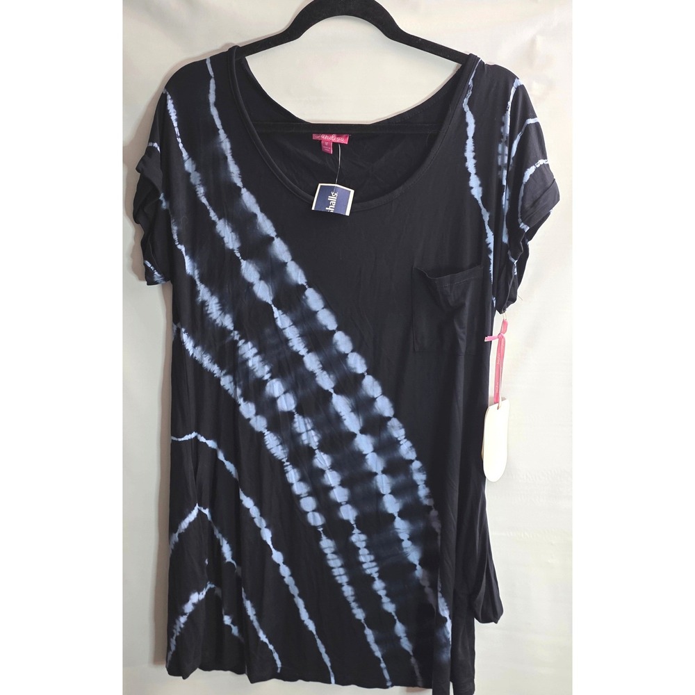 New Sandiva Tie Dye Top Medium M Tunic Long T Short Dress Shirt Tee Pocket Boho‎